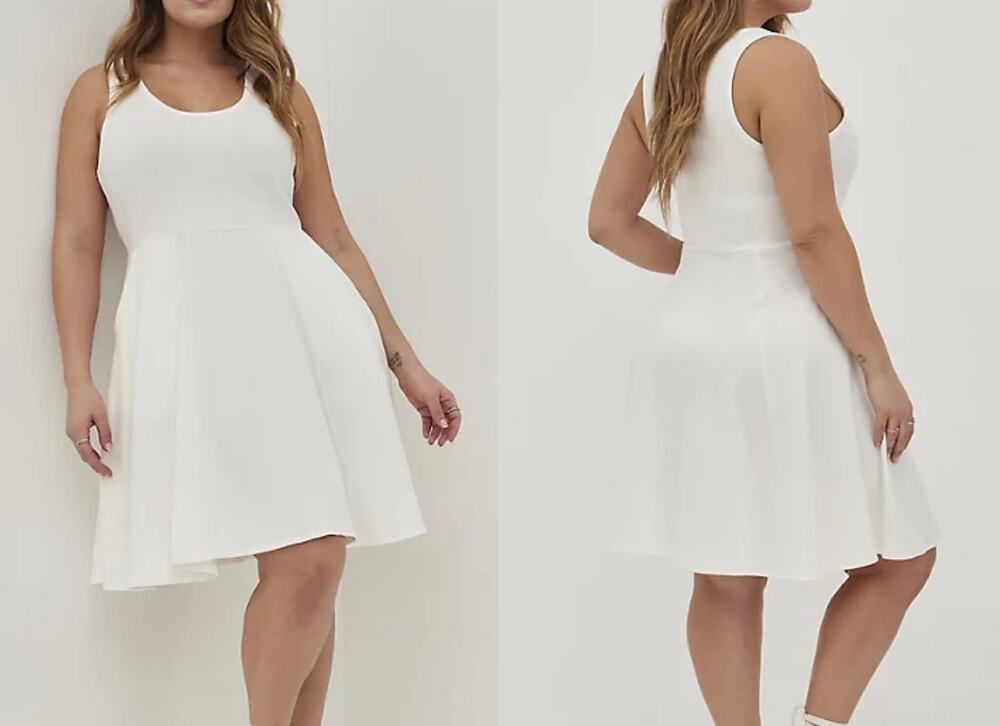 Torrid 4 (4X 26) New Sexy Foxy Scoop Neck (Off) White Tank Dress w/Pockets